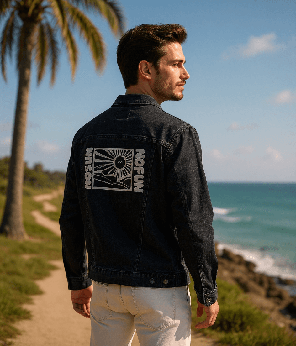 "No Sun. No Fun." - Unisex Black Denim Jacket