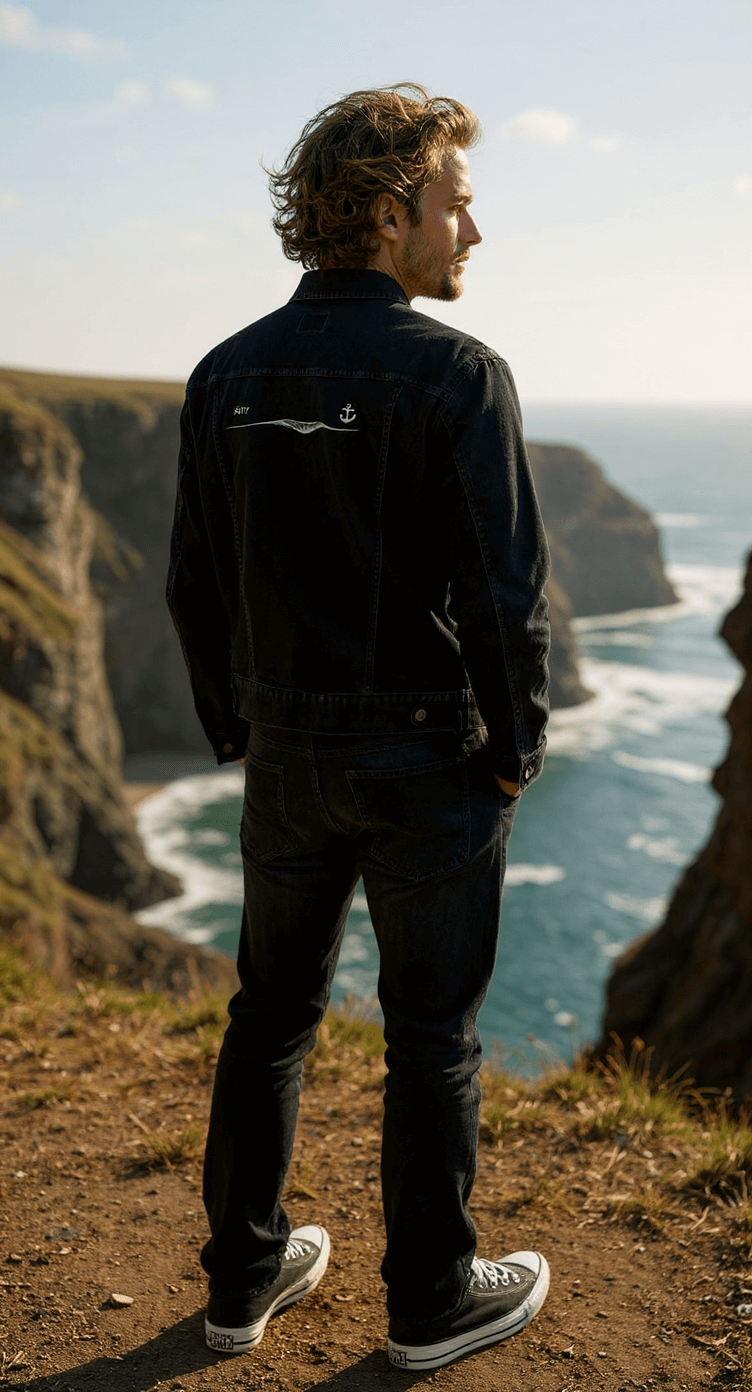 "Salty" - Unisex Black Denim Jacket